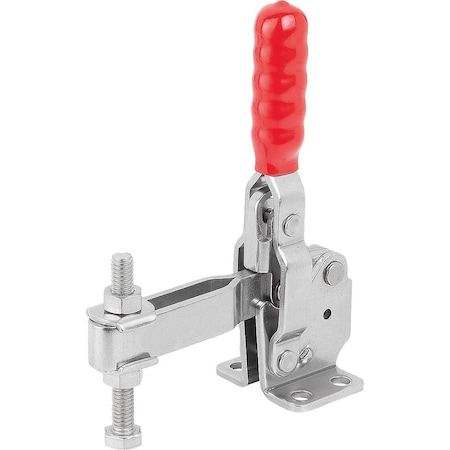 Kipp Toggle Clamp Vertical Std, Horizontal Foot F2=2400, Adjustable Clamping Spind M08X60, Stainless K1255.102400